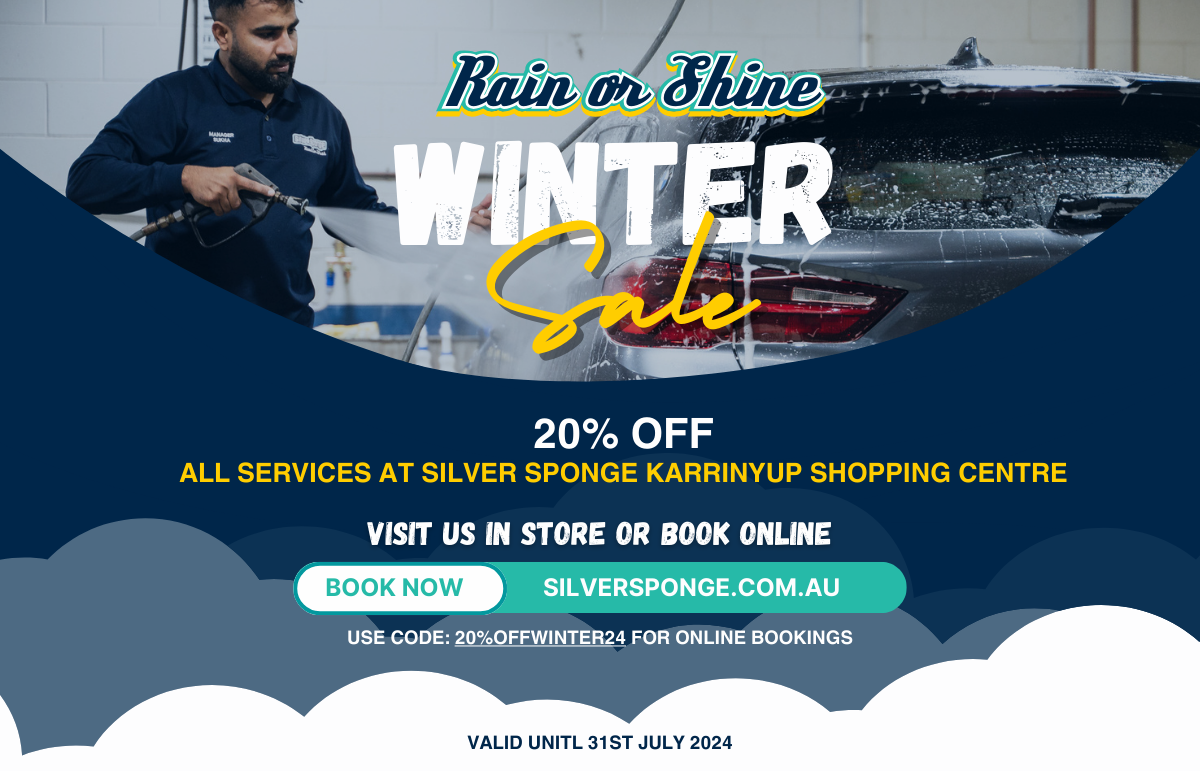 Rain or Shine Winter Sale - 20% OFF all services at Silver Sponge Hand Car Wash! 